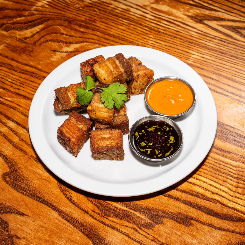 Mandiles pork belly bites appetizer